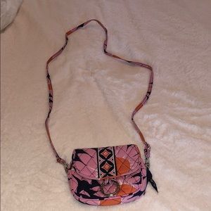 A mini Vera Bradley crossbody purse
